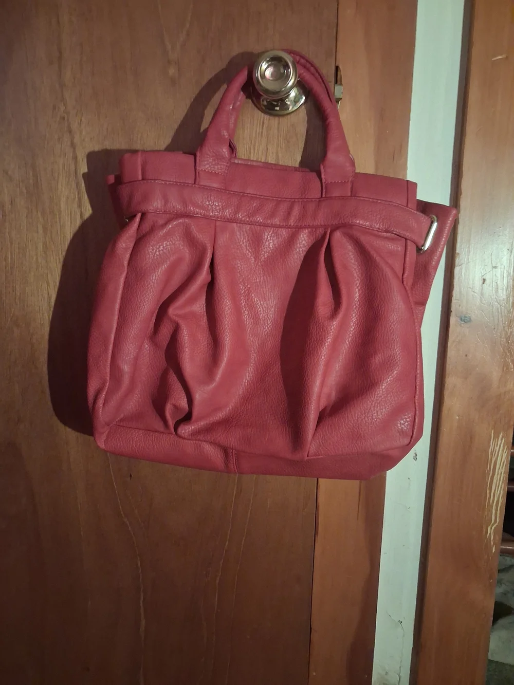 Olivia + Joy Coral Pleated Satchel with Gold Hardware